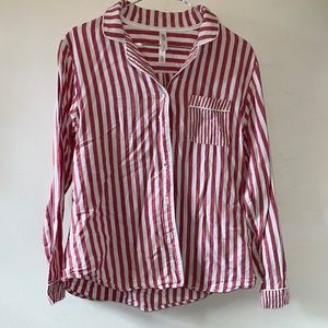 Gilligan & O’Malley Women’s M Red and White Striped Pajama Top